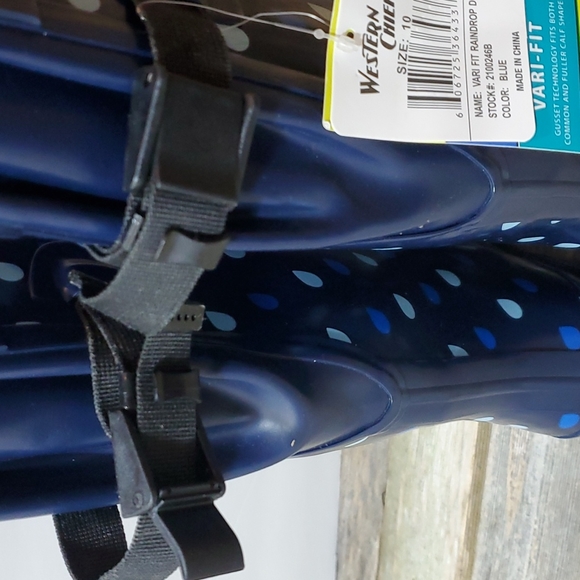 Western Chief Adult Winter Rain Boots Blue Vari Fit Raindrops Dot sz 10 New - Picture 12 of 12